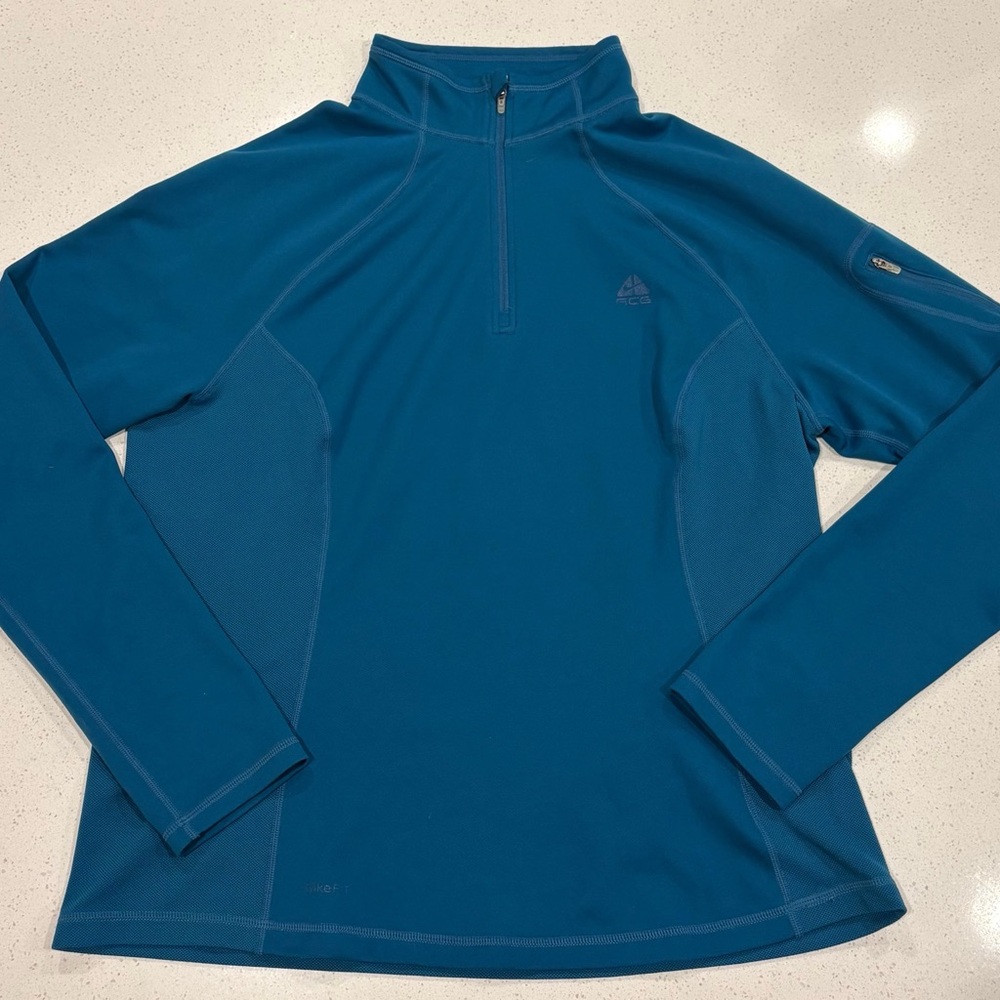 Nike ACG Teal Blue Quarter-Zip Long Sleeve Top